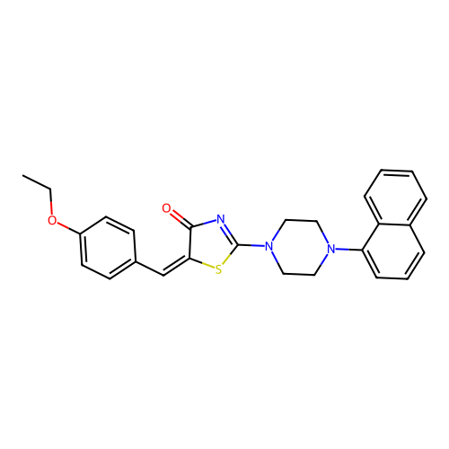 (E)-5-(4-ethoxybenzylidene)-2-(4-(naphthalen-1-yl)piperazin-1-yl)thiazol-4(5H)-one structure