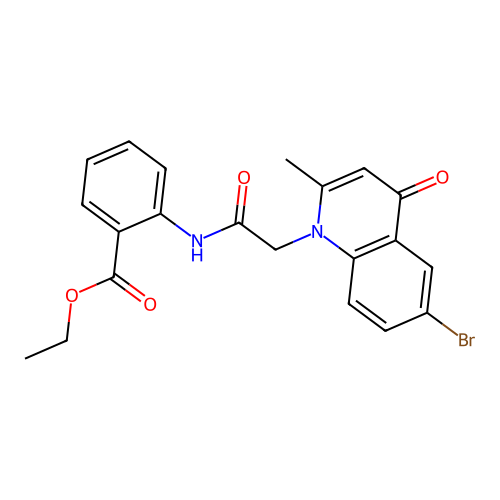 ethyl 2-{[(6-bromo-2-methyl-4-oxoquinolin-1(4H)-yl)acetyl]amino}benzoate structure