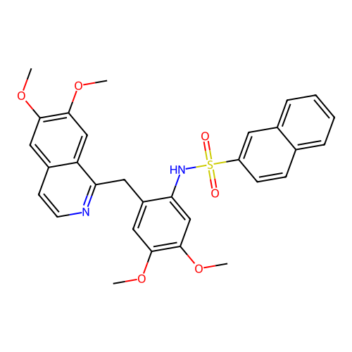 N-(2-((6,7-dimethoxyisoquinolin-1-yl)methyl)-4,5-dimethoxyphenyl)naphthalene-2-sulfonamide structure