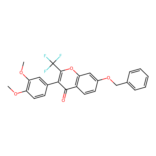 7-(benzyloxy)-3-(3,4-dimethoxyphenyl)-2-(trifluoromethyl)-4H-chromen-4-one structure