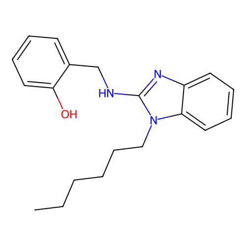 2-{[(1-hexyl-1H-benzimidazol-2-yl)amino]methyl}phenol structure