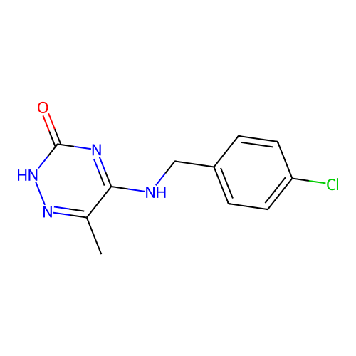 5-[(4-chlorophenyl)methylamino]-6-methyl-2H-1,2,4-triazin-3-one structure