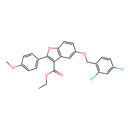 Ethyl 5-[(2,4-dichlorobenzyl)oxy]-2-(4-methoxyphenyl)-1-benzofuran-3-carboxylate structure