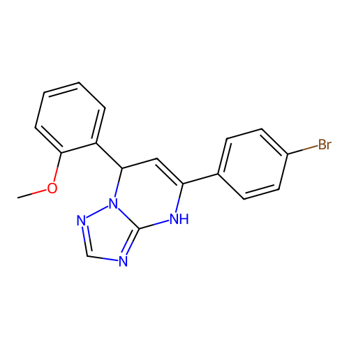 5-(4-bromophenyl)-7-(2-methoxyphenyl)-4,7-dihydro[1,2,4]triazolo[1,5-a]pyrimidine structure