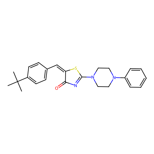 (5E)-5-(4-tert-butylbenzylidene)-2-(4-phenylpiperazin-1-yl)-1,3-thiazol-4(5H)-one structure