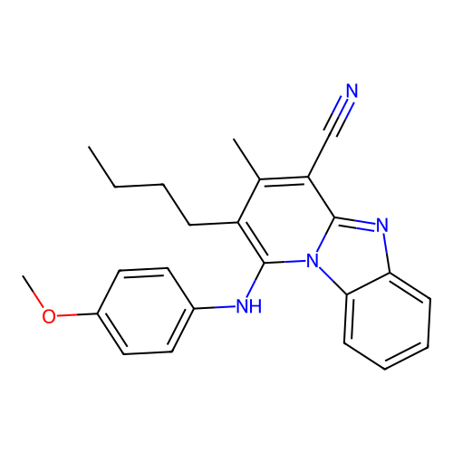 2-butyl-1-[(4-methoxyphenyl)amino]-3-methylpyrido[1,2-a]benzimidazole-4-carbonitrile structure