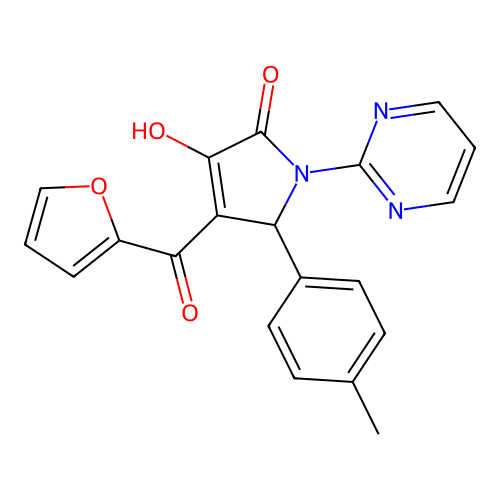 3-(furan-2-carbonyl)-4-hydroxy-2-(4-methylphenyl)-1-pyrimidin-2-yl-2H-pyrrol-5-one structure