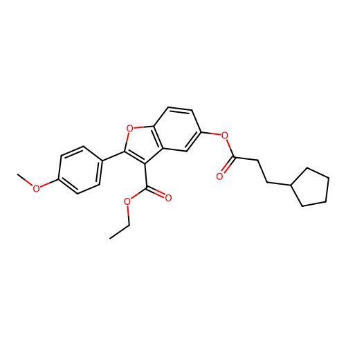 ethyl 5-[(3-cyclopentylpropanoyl)oxy]-2-(4-methoxyphenyl)-1-benzofuran-3-carboxylate structure