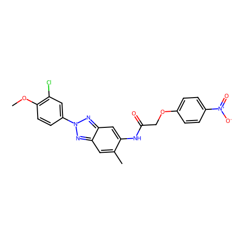 N-[2-(3-chloro-4-methoxy-phenyl)-6-methyl-benzotriazol-5-yl]-2-(4-nitrophenoxy)acetamide structure