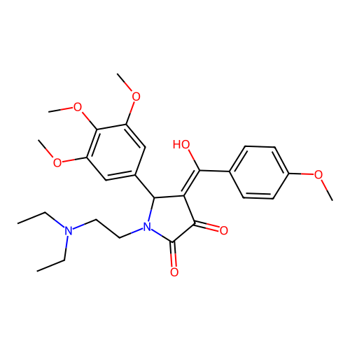 (4E)-1-(2-diethylaminoethyl)-4-[hydroxy-(4-methoxyphenyl)methylidene]-5-(3,4,5-trimethoxyphenyl)pyrrolidine-2,3-dione structure