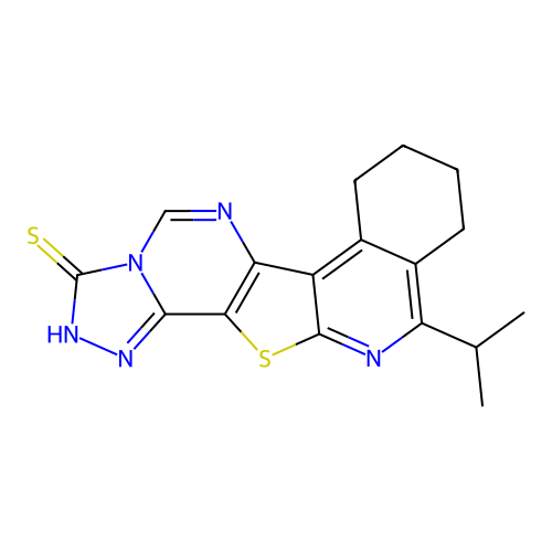 11-(propan-2-yl)-7,8,9,10-tetrahydro[1,2,4]triazolo[4'',3'':1',6']pyrimido[4',5':4,5]thieno[2,3-c]isoquinoline-3(2H)-thione structure