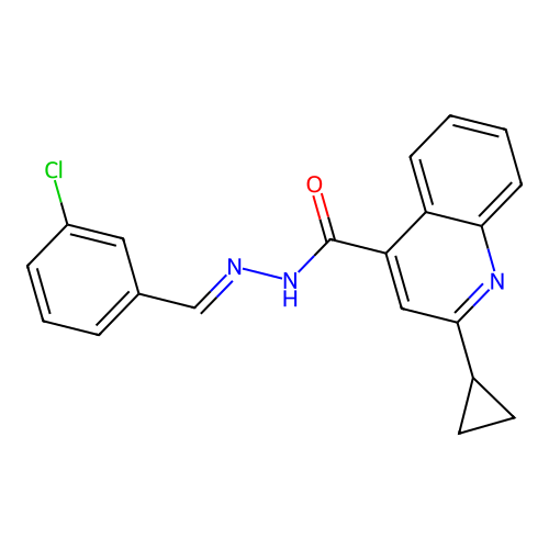 N'-[(E)-(3-chlorophenyl)methylidene]-2-cyclopropylquinoline-4-carbohydrazide structure