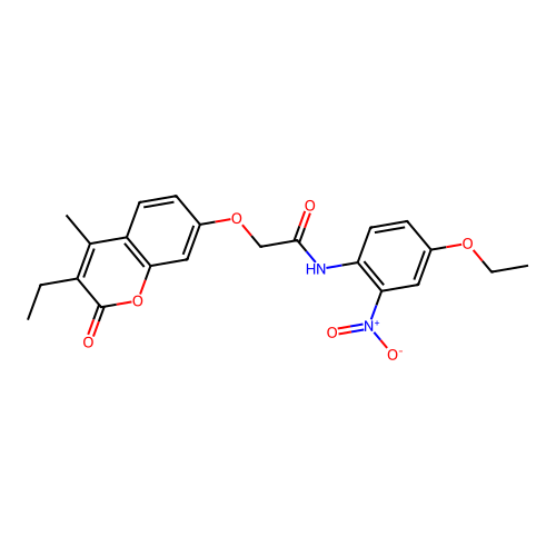 N-(4-ethoxy-2-nitro-phenyl)-2-(3-ethyl-4-methyl-2-oxo-chromen-7-yl)oxy-acetamide structure