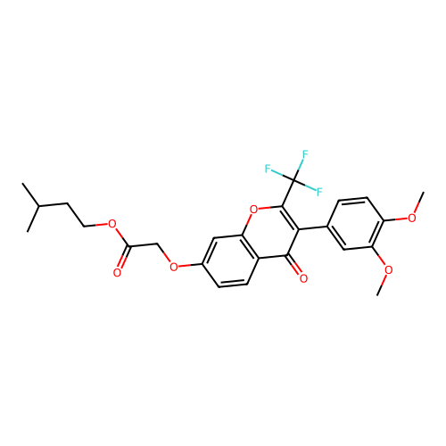 3-methylbutyl 2-[3-(3,4-dimethoxyphenyl)-4-oxo-2-(trifluoromethyl)chromen-7-yl oxy]acetate structure