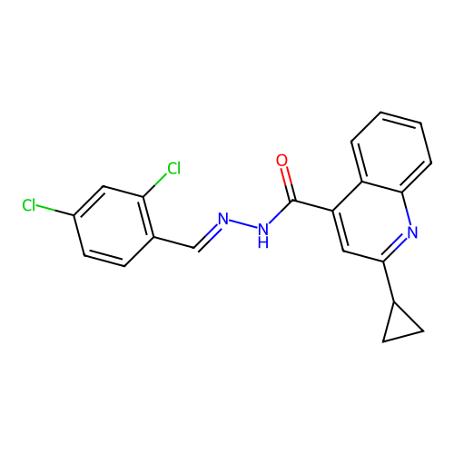 2-cyclopropyl-N'-[(E)-(2,4-dichlorophenyl)methylidene]quinoline-4-carbohydrazide structure