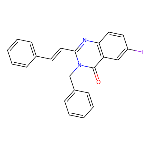 3-benzyl-6-iodo-2-[(E)-2-phenylethenyl]quinazolin-4-one structure