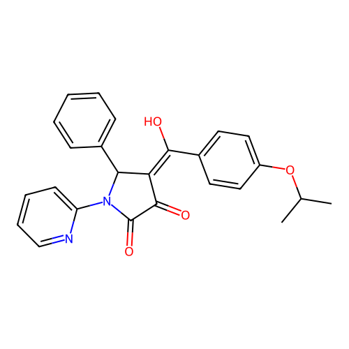 3-hydroxy-5-phenyl-4-[4-(propan-2-yloxy)benzoyl]-1-(pyridin-2-yl)-2,5-dihydro-1H-pyrrol-2-one structure