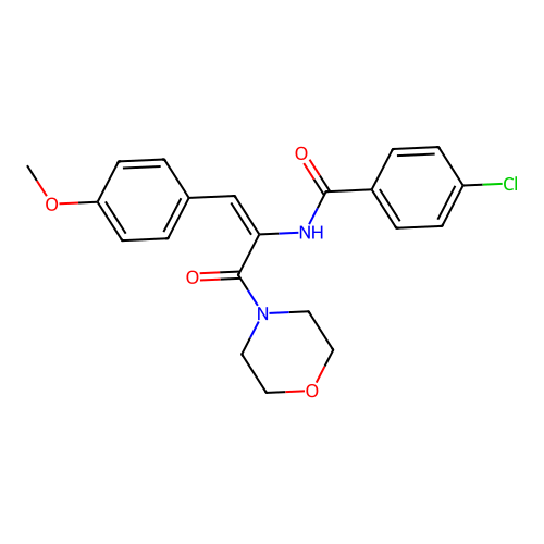 4-chloro-N-[(1E)-1-(4-methoxyphenyl)-3-(morpholin-4-yl)-3-oxoprop-1-en-2-yl]benzamide structure
