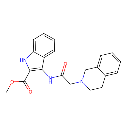 methyl 3-[(3,4-dihydroisoquinolin-2(1H)-ylacetyl)amino]-1H-indole-2-carboxylate structure