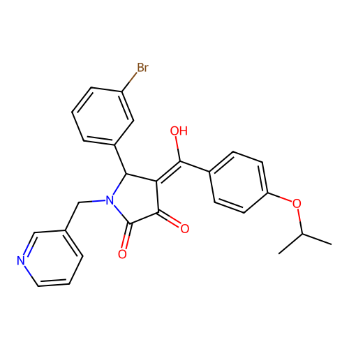 (4E)-5-(3-bromophenyl)-4-[hydroxy-(4-propan-2-yloxyphenyl)methylidene]-1-(pyridin-3-ylmethyl)pyrrolidine-2,3-dione structure