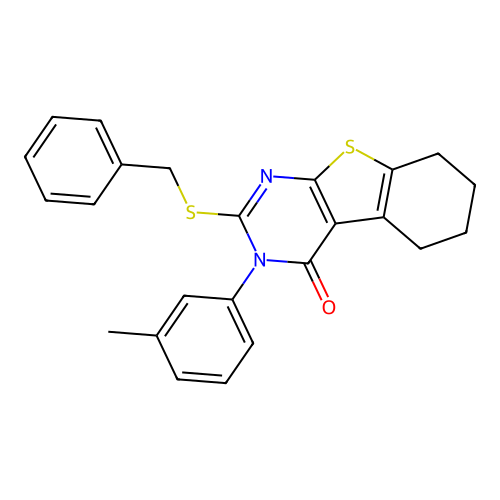 2-(benzylthio)-3-(m-tolyl)-5,6,7,8-tetrahydrobenzo[4,5]thieno[2,3-d]pyrimidin-4(3H)-one structure
