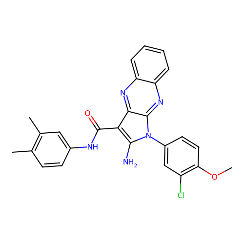 2-amino-1-(3-chloro-4-methoxyphenyl)-N-(3,4-dimethylphenyl)-1H-pyrrolo[2,3-b]quinoxaline-3-carboxamide structure