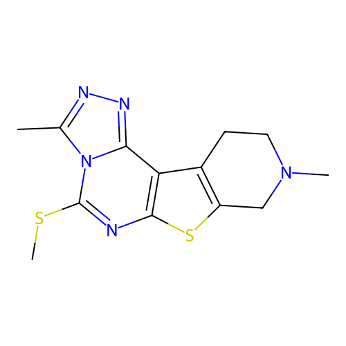 3,9-dimethyl-5-(methylsulfanyl)-8,9,10,11-tetrahydropyrido[4',3':4,5]thieno[3,2-e][1,2,4]triazolo[4,3-c]pyrimidine structure