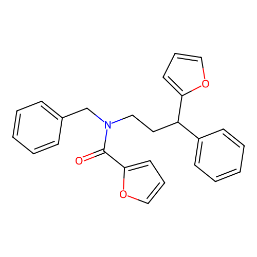 N-benzyl-N-[3-(furan-2-yl)-3-phenylpropyl]furan-2-carboxamide structure