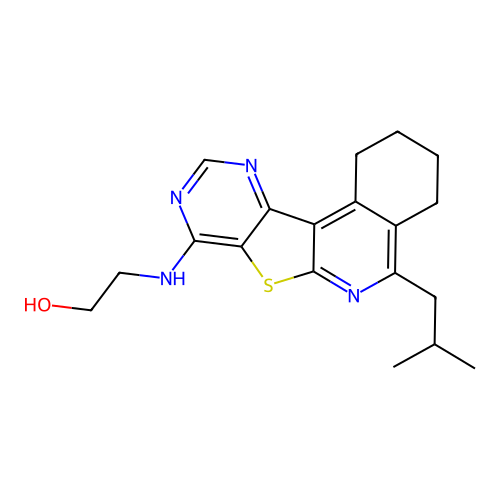 2-((5-isobutyl-1,2,3,4-tetrahydropyrimido[4',5':4,5]thieno[2,3-c]isoquinolin-8-yl)amino)ethanol structure