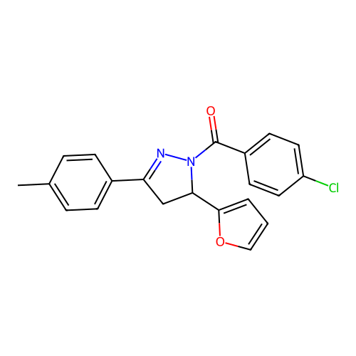 (4-chlorophenyl)(5-(furan-2-yl)-3-(p-tolyl)-4,5-dihydro-1H-pyrazol-1-yl)methanone structure