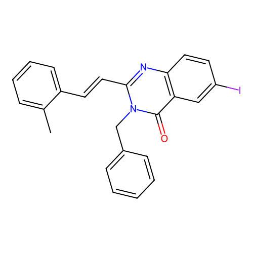 3-benzyl-6-iodo-2-[(E)-2-(2-methylphenyl)ethenyl]quinazolin-4(3H)-one structure