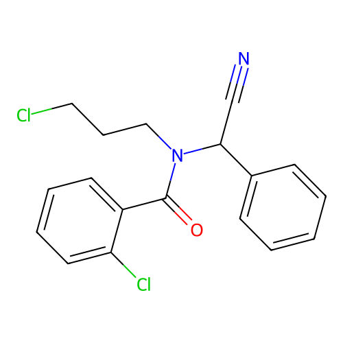 2-chloro-N-(3-chloropropyl)-N-[cyano(phenyl)methyl]benzamide structure