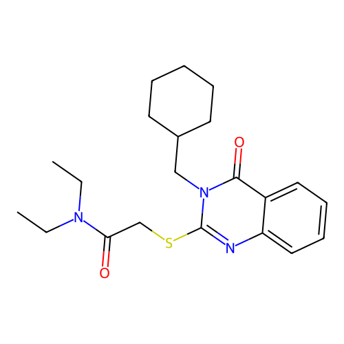 2-[3-(cyclohexylmethyl)-4-oxoquinazolin-2-yl]sulfanyl-N,N-diethylacetamide structure