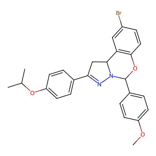 9-bromo-2-(4-isopropoxyphenyl)-5-(4-methoxyphenyl)-5,10b-dihydro-1H-benzo[e]pyrazolo[1,5-c][1,3]oxazine structure
