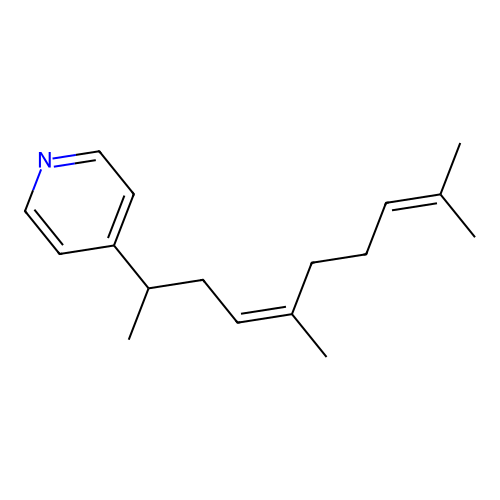 Pyridine, 4-((3Z)-1,4,8-trimethyl-3,7-nonadien-1-yl)- structure