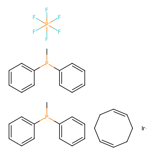 (1,5-Cyclooctadiene)bis(methyldiphenylphosphine)-iridium(I) hexafluorophosphate structure