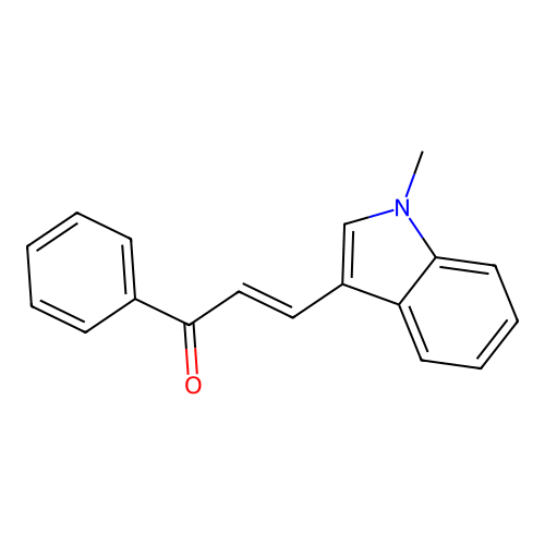 (2E)-3-(1-methyl-1H-indol-3-yl)-1-phenylprop-2-en-1-one structure