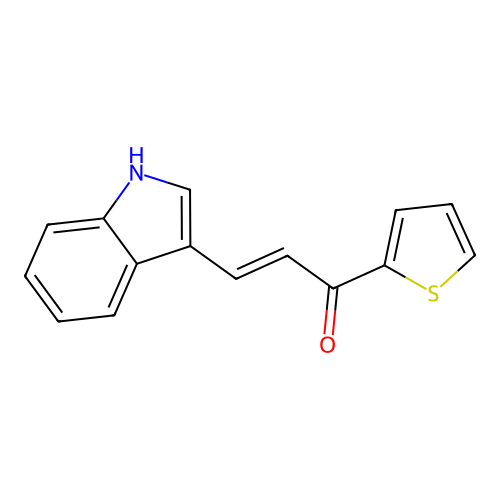 (E)-3-(1H-indol-3-yl)-1-thiophen-2-ylprop-2-en-1-one structure