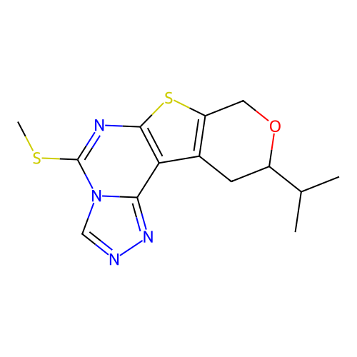 10-ISOPROPYL-10,11-DIHYDRO-8H-PYRANO[4',3':4,5]THIENO[3,2-E][1,2,4]TRIAZOLO[4,3-C]PYRIMIDIN-5-YL METHYL SULFIDE structure