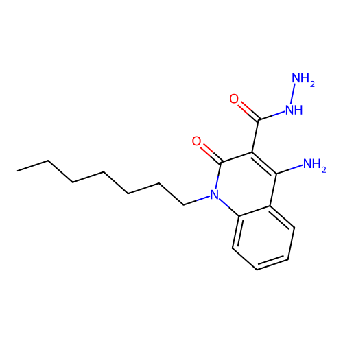 1-Heptyl-2-hydroxy-4-imino-1,4-dihydroquinoline-3-carbohydrazide structure