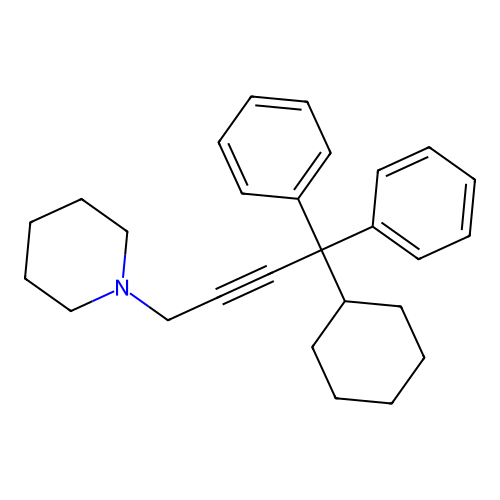 1-(4-Cyclohexyl-4,4-diphenylbut-2-yn-1-yl)piperidine structure