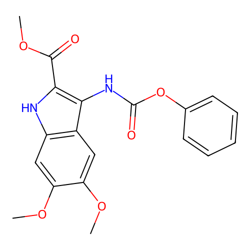 methyl 5,6-dimethoxy-3-(phenoxycarbonylamino)-1H-indole-2-carboxylate structure