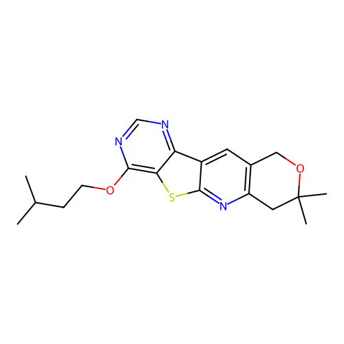 4-(isopentyloxy)-8,8-dimethyl-8,10-dihydro-7H-pyrano[3'',4'':5',6']pyrido[3',2':4,5]thieno[3,2-d]pyrimidine structure