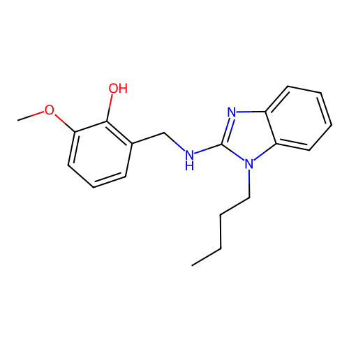 2-{[(1-butyl-1H-benzimidazol-2-yl)amino]methyl}-6-methoxyphenol structure
