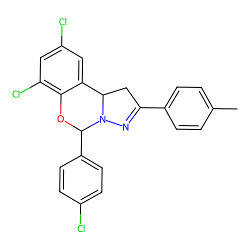 10,12-dichloro-7-(4-chlorophenyl)-4-(4-methylphenyl)-8-oxa-5,6-diazatricyclo[7.4.0.0^{2,6}]trideca-1(13),4,9,11-tetraene structure