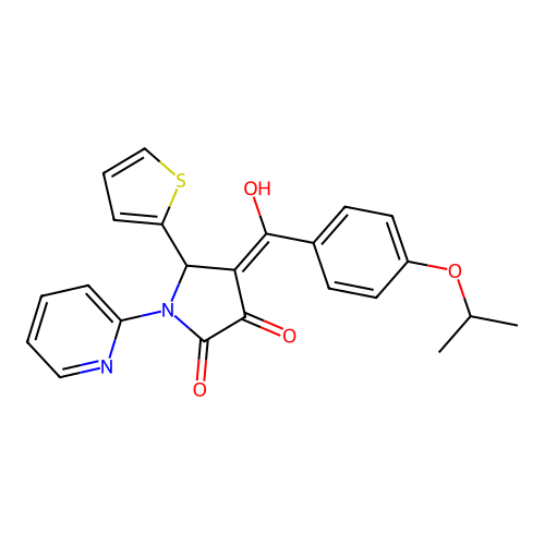 3-hydroxy-4-(4-isopropoxybenzoyl)-1-(pyridin-2-yl)-5-(thiophen-2-yl)-1H-pyrrol-2(5H)-one structure