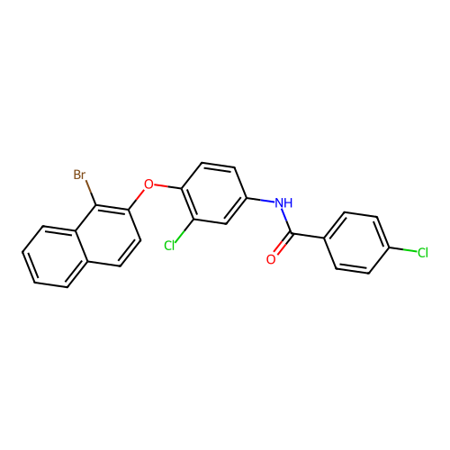 N-(4-((1-bromonaphthalen-2-yl)oxy)-3-chlorophenyl)-4-chlorobenzamide structure