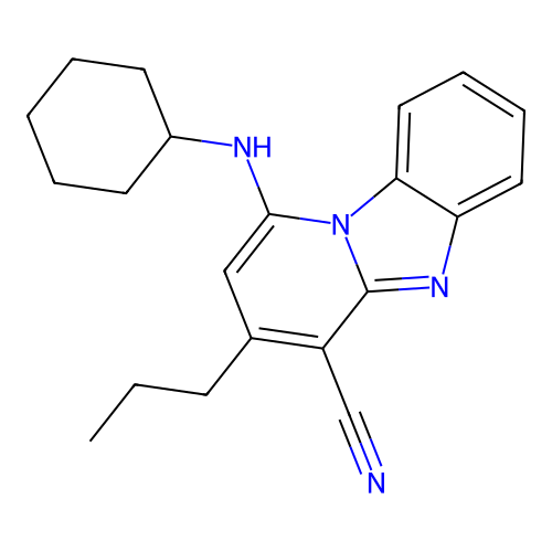 1-(Cyclohexylamino)-3-propylpyrido[1,2-a]benzimidazole-4-carbonitrile structure