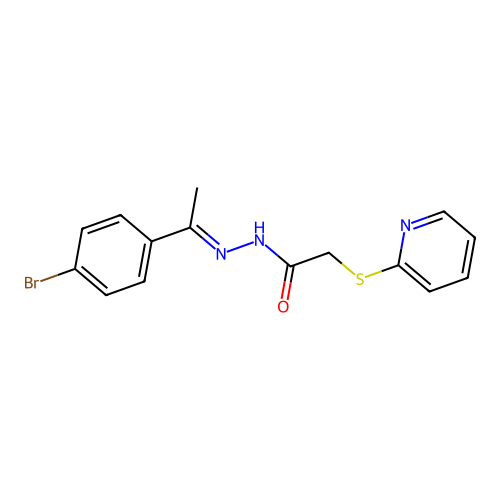N'-[(1E)-1-(4-bromophenyl)ethylidene]-2-(pyridin-2-ylsulfanyl)acetohydrazide structure