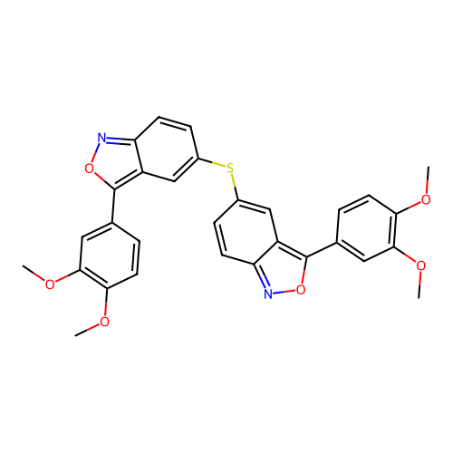 bis(3-(3,4-dimethoxyphenyl)benzo[c]isoxazol-5-yl)sulfane structure